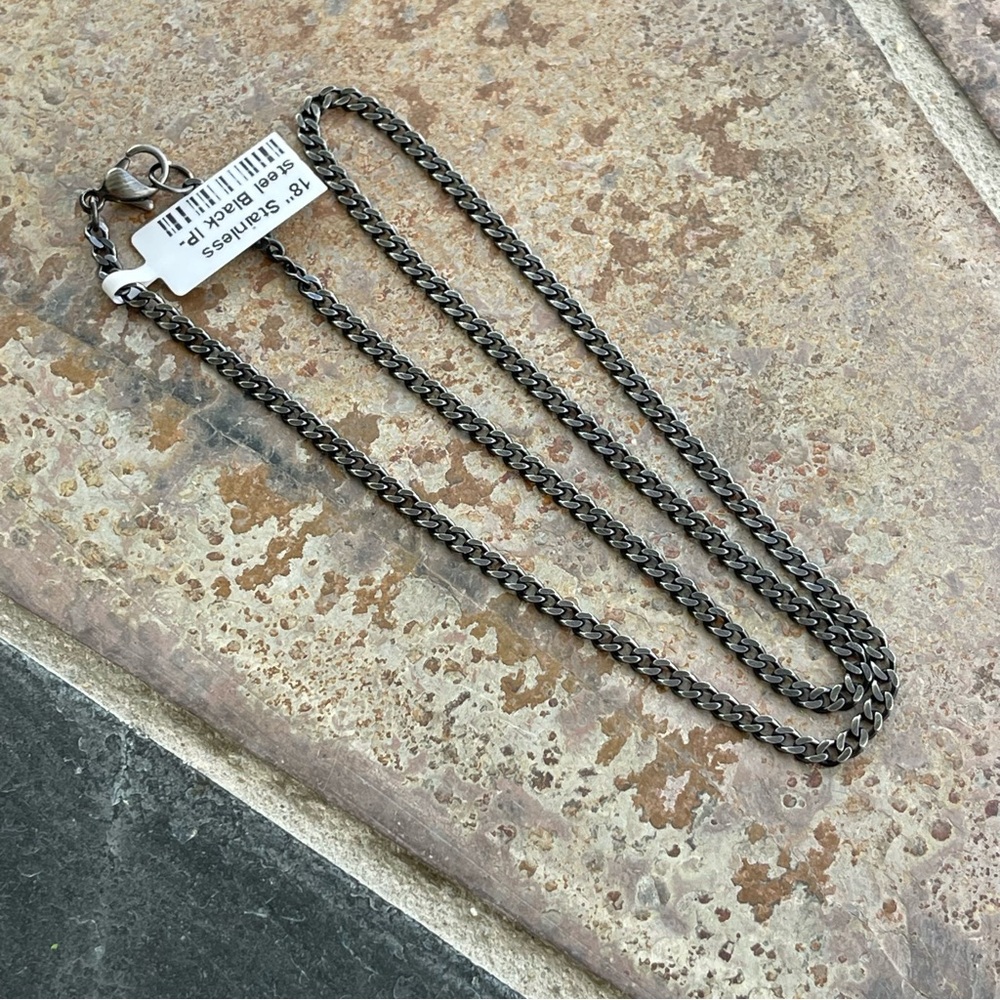 Stainless steel black IP plated Chain Necklace 18”